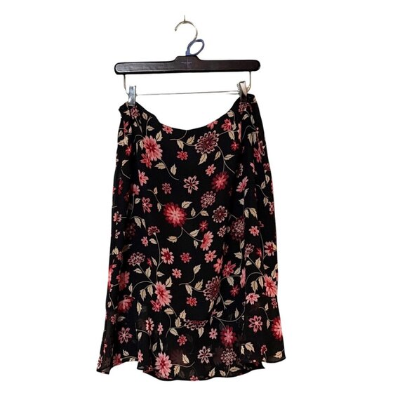 Casual Corner Annex Womens Black Floral Skirt Size 12 Chiffon Midi Lightweight - Picture 2 of 6